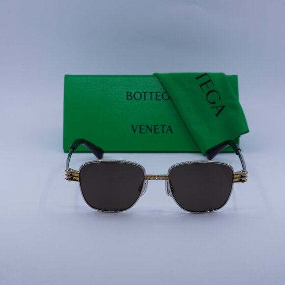Bottega Veneta BV1380S 001 Square Sunglasses - Silver/Brown - Picture 2 of 11